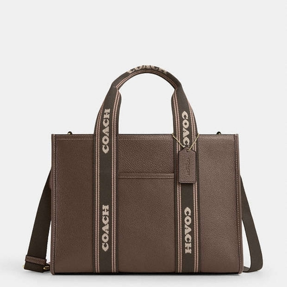 Coach Brown Leather Tote with Logo Straps - Picture 1 of 10
